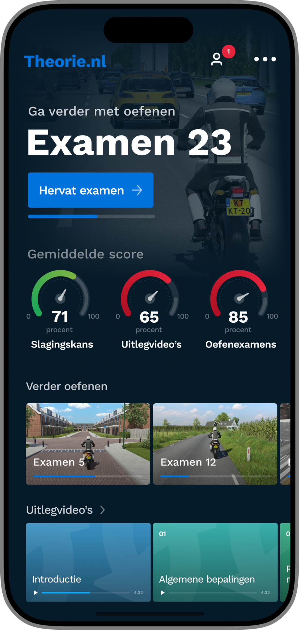 dashboard slagingskans motor theorie examen iphone