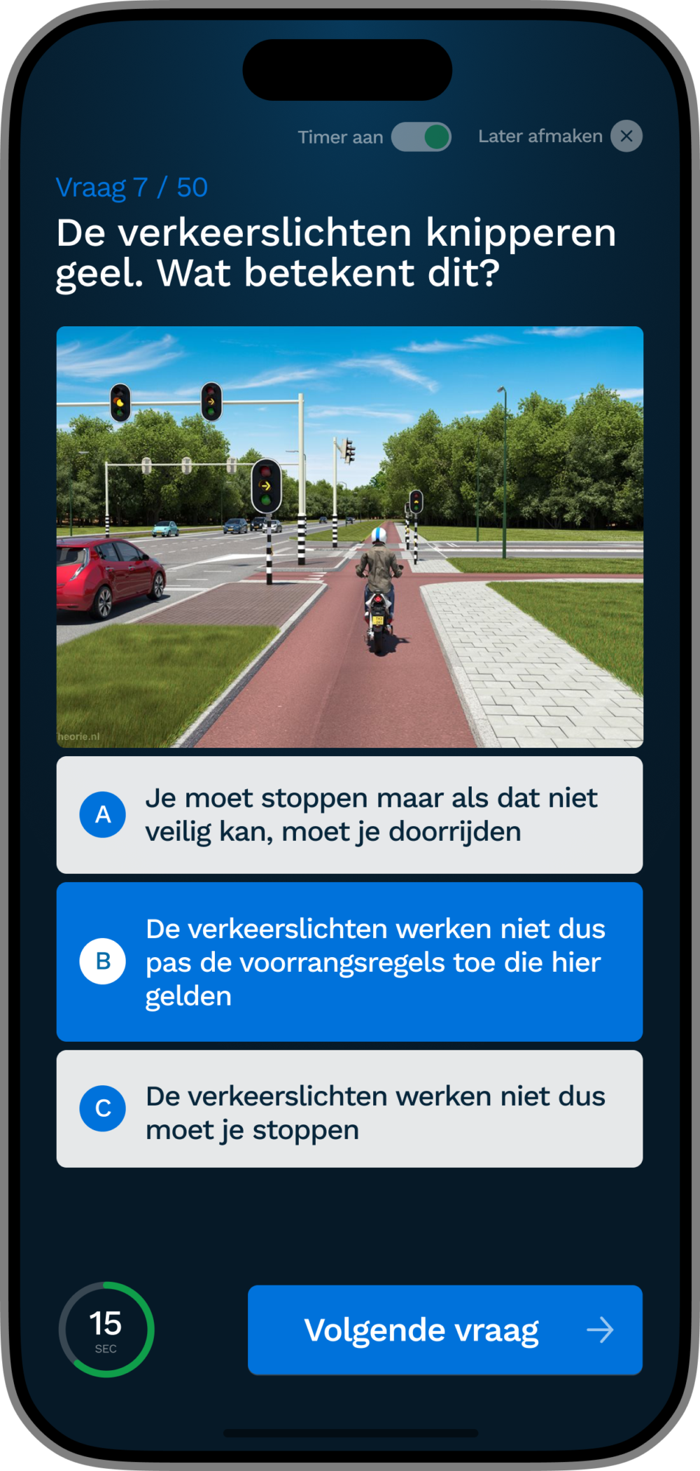 meerkeuze vraag cbr theorie examen scooter iphone