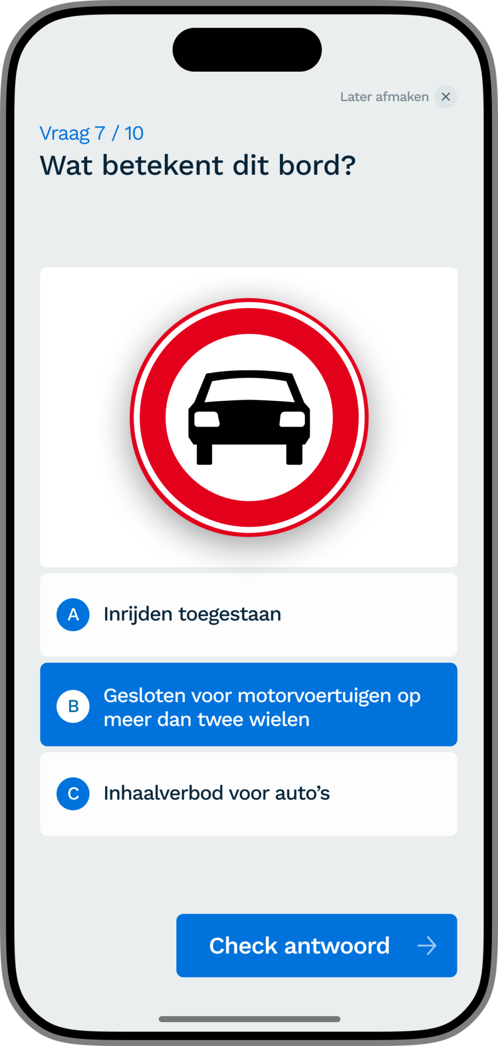 verkeersbord oefenen met proefexamens iphone