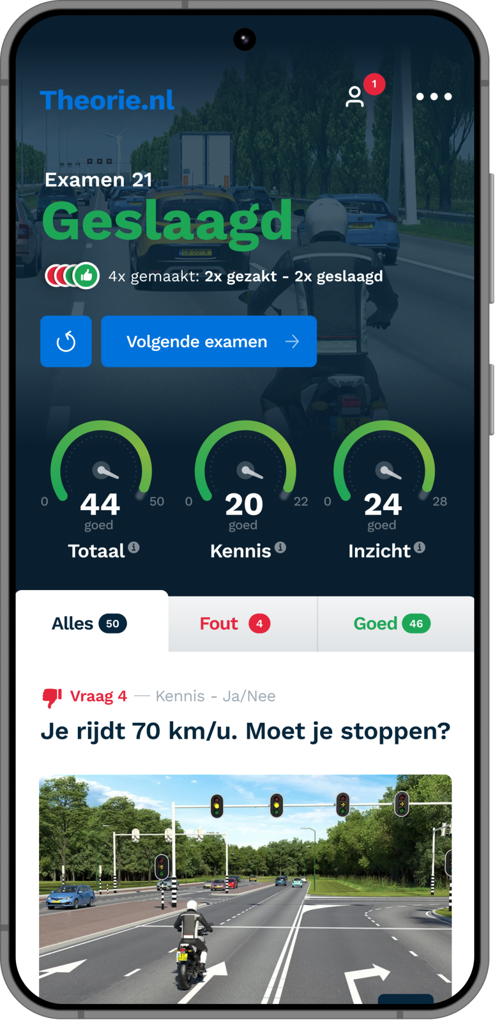 geslaagd voor je motor theorie examen samsung