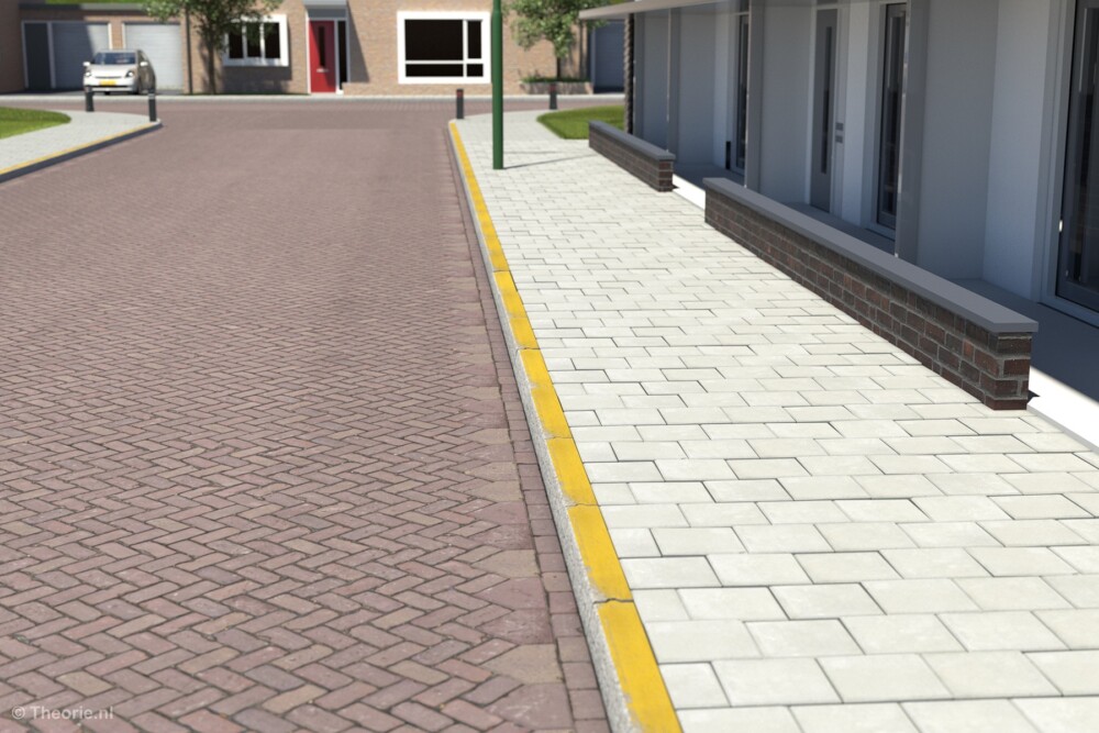 wat betekent doorgetrokken gele streep op stoep cbr theorie examen