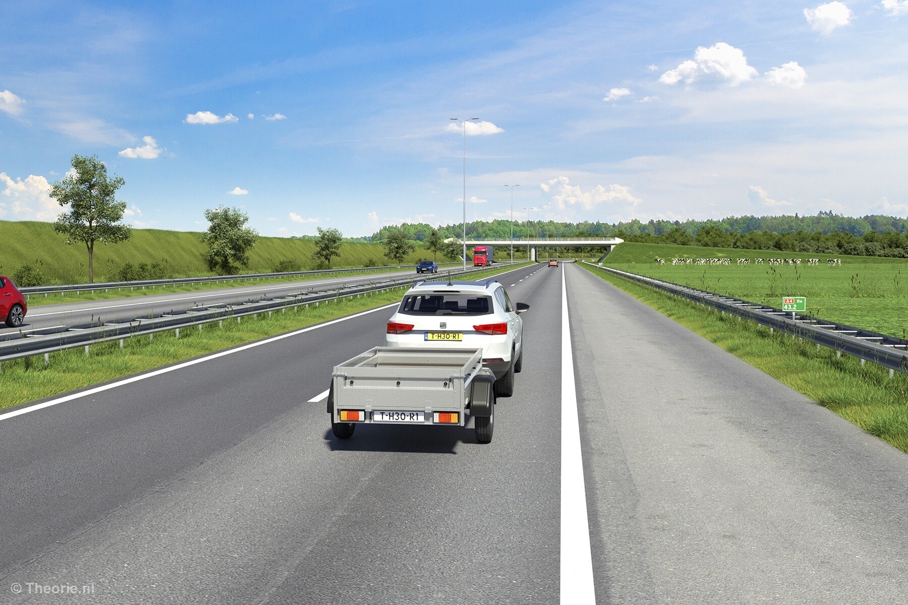 Auto met aanhanger cbr theorie examen vraag