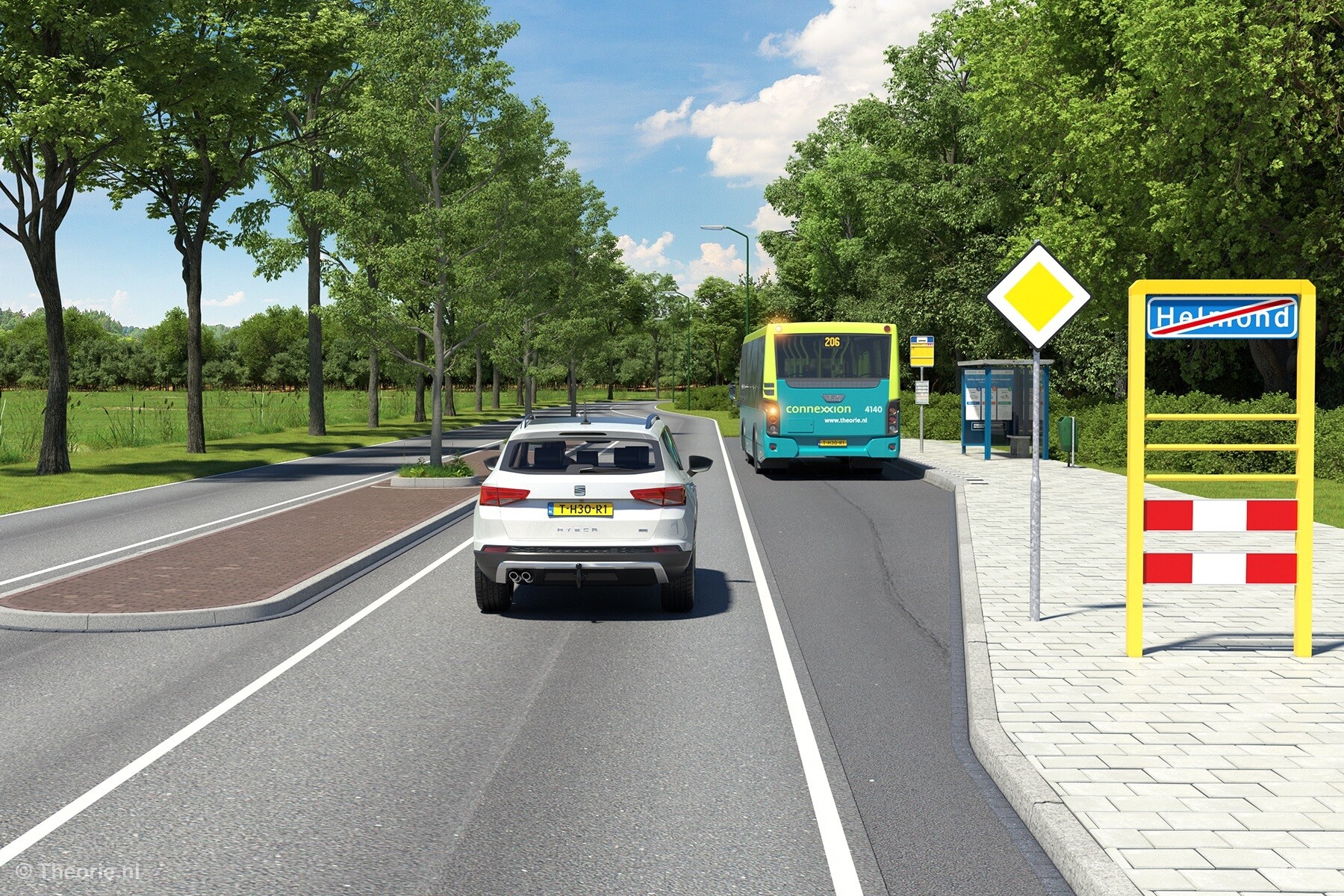 mag je bus inhalen die richting aangeeft buiten bebouwde kom cbr theorie examen