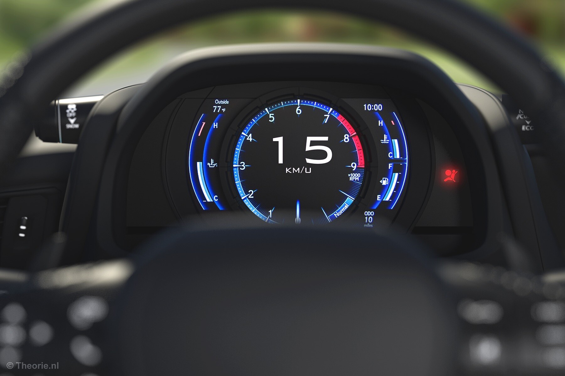dashboard rood lampje airbag auto cbr theorie examen