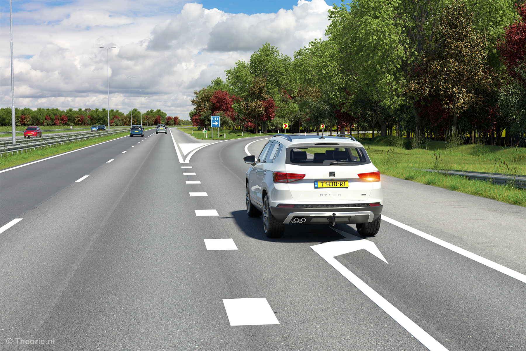 moet je richting aangeven bij uitvoegen snelweg cbr theorie examen