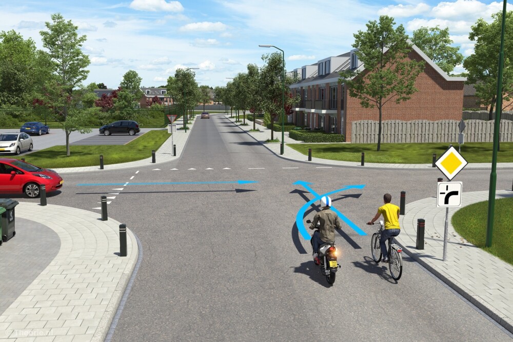 wie heeft er voorrang afbuigende voorrangsweg scooter cbr theorie examen