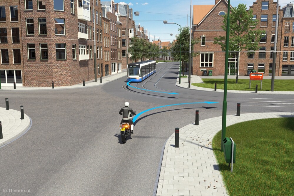 wie heeft er voorrang met tram en motor cbr theorie examen