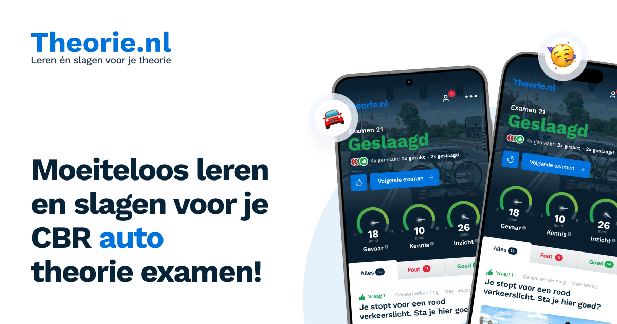 Auto theorie examen leren CBR 2025 | Theorie.nl