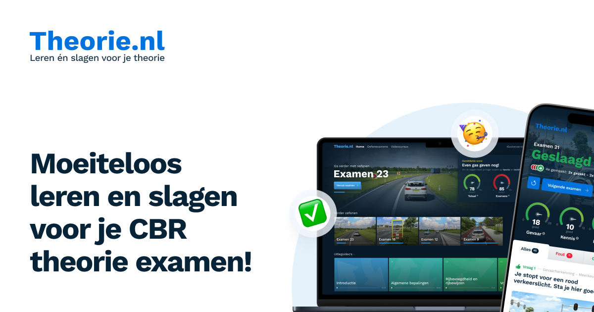 Theorie examen oefenen: online oefenexamens CBR-stijl | Theorie.nl